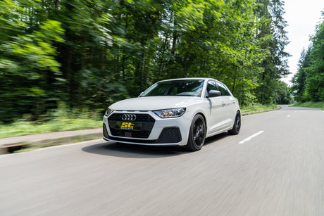 ST suspensions height adjustable springs upgrade the Audi A1 OEM suspension to a coilover suspension kit