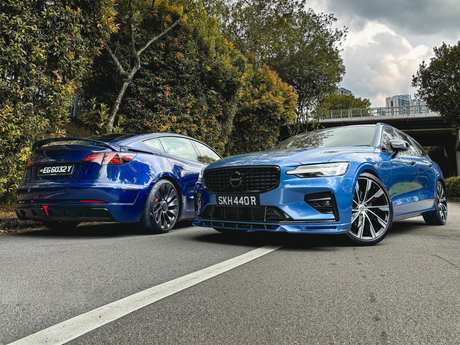 Bespoke Blues: Tesla Model 3 Performance & Volvo V60 R-Design by Autoclinic Singapore
