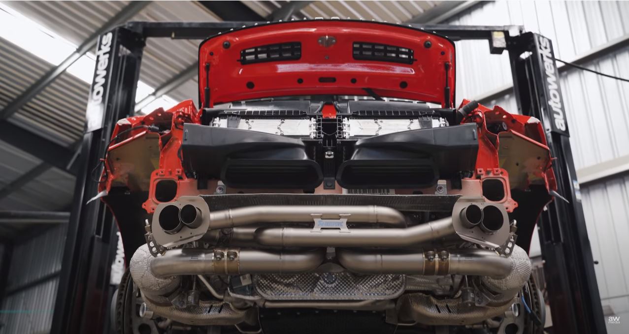 Autowerks Bangkok Akrapovic exhaust installation on a Porsche 992 Carrera