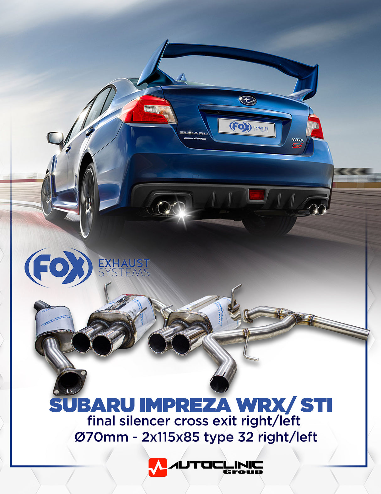 Fox Quad Muffler for Subaru Impreza WRX VA STI 2X90 Type 12 Right/Left