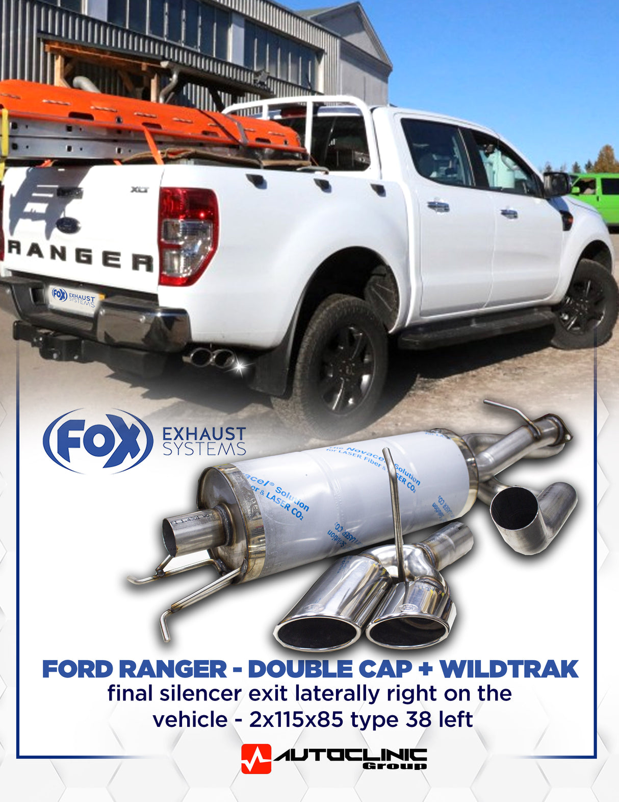 Fox Muffler for Ford Ranger T6 Axle Back